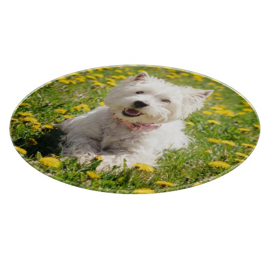 Kutest Baby Animals | Westie Dog in Dandelions Snijplank (Hoek)