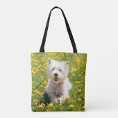 Kutest Baby Animals | Westie Dog in Dandelions Tote Bag (Achterkant)