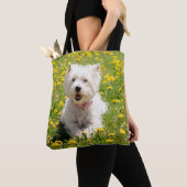 Kutest Baby Animals | Westie Dog in Dandelions Tote Bag (Dichtbij)