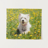 Kutest Baby Animals | Westie Dog in Dandelions Wandkleed (Voorkant (horizontaal))