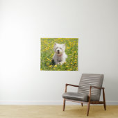 Kutest Baby Animals | Westie Dog in Dandelions Wandkleed (In Situ (horizontaal))