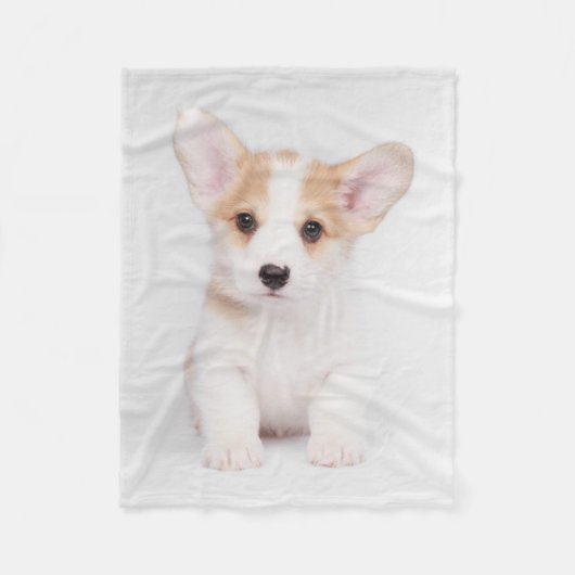 Kutest Baby Animals | White Corgi Puppy Fleece Deken (Voorkant)