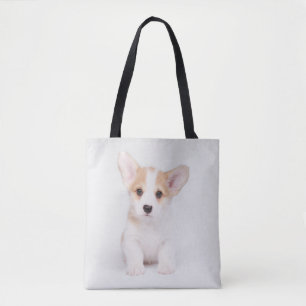 Kutest Baby Animals White Corgi Puppy Tote Bag
