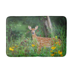 Kutest Baby Animals   White Tailed Deer in Daisies Badmat