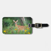 Kutest Baby Animals | White Tailed Deer in Daisies Bagagelabel (Voorkant horizontaal)
