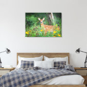 Kutest Baby Animals | White Tailed Deer in Daisies Canvas Afdruk (Insitu (Slaapkamer))