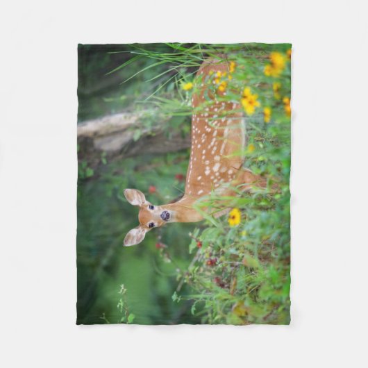 Kutest Baby Animals | White Tailed Deer in Daisies Fleece Deken (Voorkant)