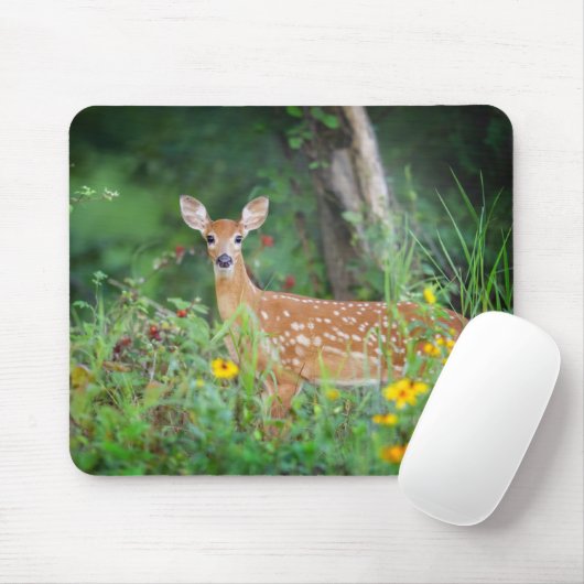 Kutest Baby Animals | White Tailed Deer in Daisies Muismat (Met muis)