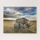 Kutest Baby Animals | Witte Rijn en Calf Legpuzzel (Horizontaal)
