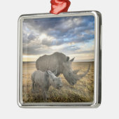 Kutest Baby Animals | Witte Rijn en Calf Metalen Ornament (Links)