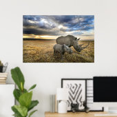 Kutest Baby Animals | Witte Rijn en Calf Poster (Thuiskantoor)