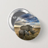 Kutest Baby Animals | Witte Rijn en Calf Ronde Button 5,7 Cm (Voorkant /achterkant)