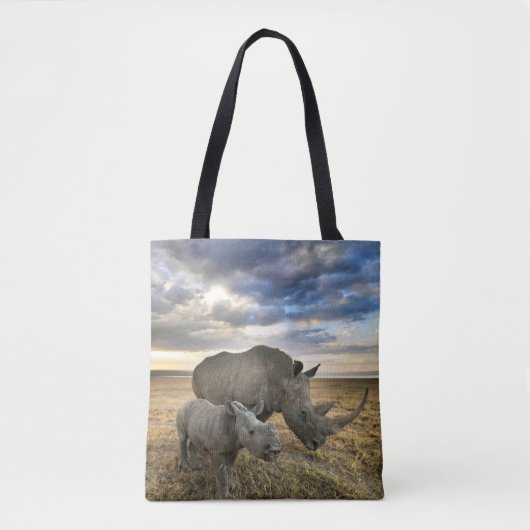 Kutest Baby Animals | Witte Rijn en Calf Tote Bag (Voorkant)