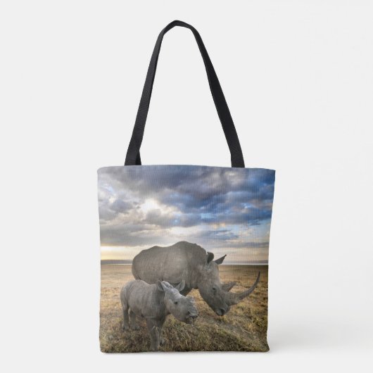 Kutest Baby Animals | Witte Rijn en Calf Tote Bag (Achterkant)