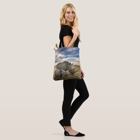 Kutest Baby Animals | Witte Rijn en Calf Tote Bag (Op model)