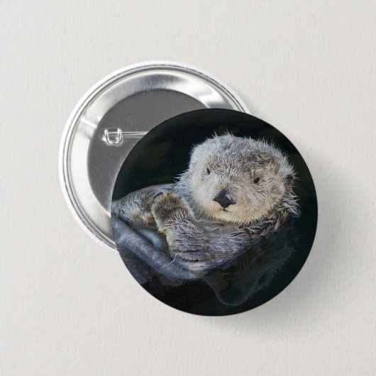 Kutest Baby Animals | Zee Otter Floating Ronde Button 5,7 Cm (Voorkant /achterkant)
