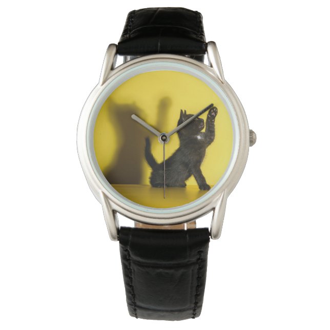 Kutest Baby Animals | Zwart kattenspel Horloge (Voorkant)