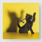 Kutest Baby Animals | Zwart kattenspel Vierkante Klok (Voorkant)