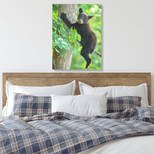 Kutest Baby Animals | Zwarte Beer Cub Canvas Afdruk (Insitu (Slaapkamer))
