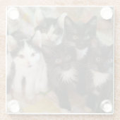 Kutest Baby Animals | Zwarte en witte Kittens Glazen Onderzetter (Achterkant)
