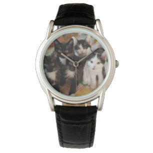 Kutest Baby Animals   Zwarte en witte Kittens Horloge