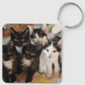 Kutest Baby Animals | Zwarte en witte Kittens Sleutelhanger (Achterkant)