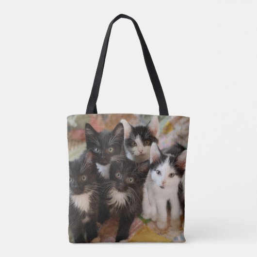 Kutest Baby Animals | Zwarte en witte Kittens Tote Bag (Achterkant)
