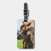 Kutest Baby Animals | Zwarte foal met mam Bagagelabel (Voorkant verticaal)