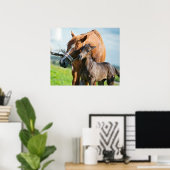Kutest Baby Animals | Zwarte foal met mam Poster (Thuiskantoor)