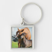 Kutest Baby Animals | Zwarte foal met mam Sleutelhanger (Voorkant)