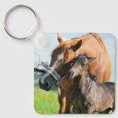 Kutest Baby Animals | Zwarte foal met mam Sleutelhanger (Voorkant)