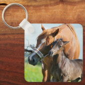 Kutest Baby Animals | Zwarte foal met mam Sleutelhanger (Voorkant)