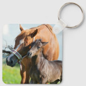 Kutest Baby Animals | Zwarte foal met mam Sleutelhanger (Achterkant)