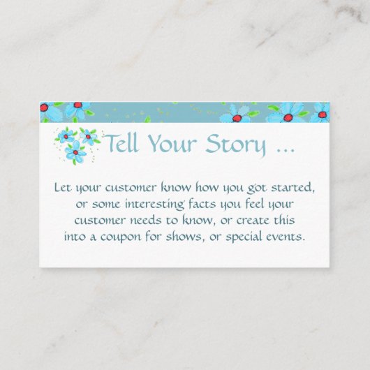 Kutest Little Blue Flowered Designer Visitekaartje Kortingskaartje (Achterkant)