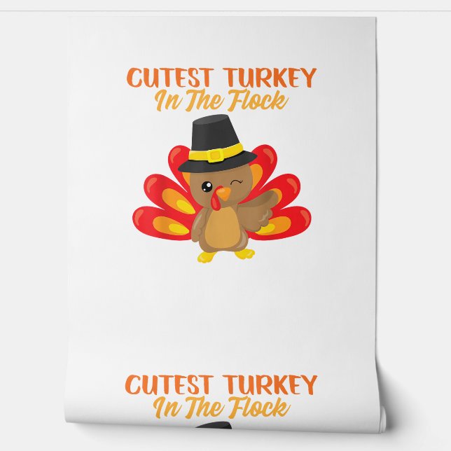 Kutest Turkey in Flock Happy Thanksgiving Day Boy Behang (Afrollen)