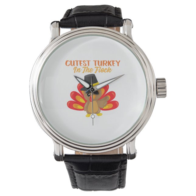 Kutest Turkey in Flock Happy Thanksgiving Day Boy Horloge (Voorkant)