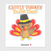 Kutest Turkey in Flock Happy Thanksgiving Day Boy Sticker (Vel)