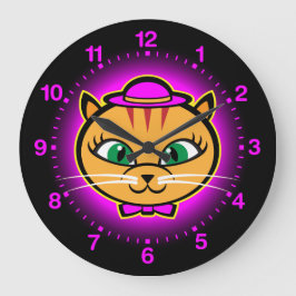 Kutey Kat, paarse wandklok met lint voor kinderen