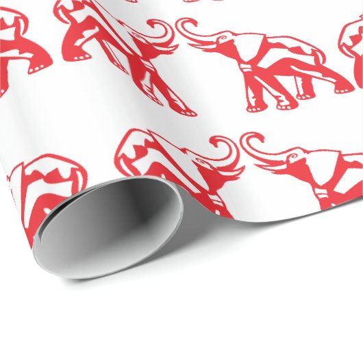 Kutfort rood olifant verpakkingspapier cadeaupapier (Rol Hoek)