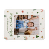 Kutfoto's van de pretfamilie Merry en Bright Kerst Magneet (Horizontaal)