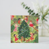 Kutgroene versierde kerstboomkinderen Vast Feestdagenkaart (Staand voorkant)