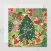 Kutgroene versierde kerstboomkinderen Vast Feestdagenkaart (Voorkant)