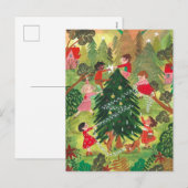 Kutgroene versierde kerstboomkinderen Vast Feestdagenkaart (Voorkant / Achterkant)
