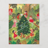 Kutgroene versierde kerstboomkinderen Vast Feestdagenkaart (Voorkant)