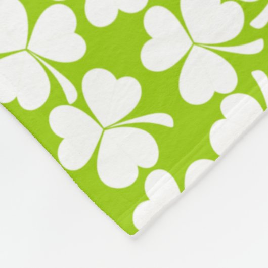 Kutgroene witte shamrock patroondeken fleece deken (Hoek)
