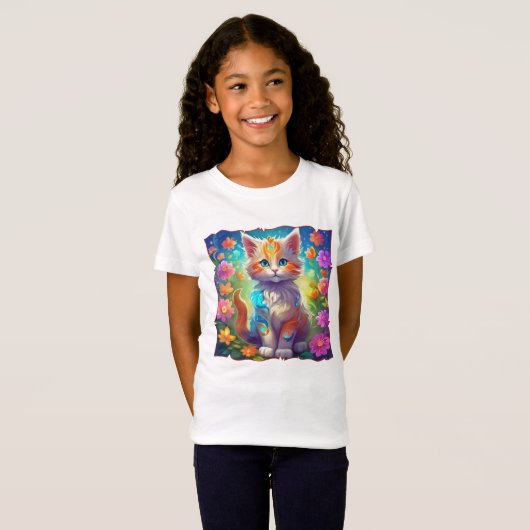 Kutie Kat Whimsical Kitten Tshirt (Voorkant volledig)