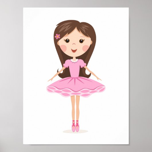 Kutje ballerina cartoon meisje in roze tutu poster (Voorkant)