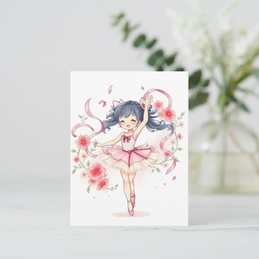 Kutje ballerina meisje briefkaart (Staand voorkant)