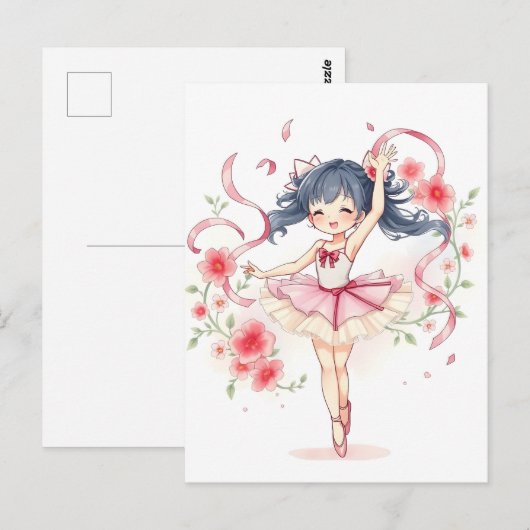 Kutje ballerina meisje briefkaart (Voorkant / Achterkant)
