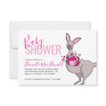 Kutkangaroo-hartzakjes, babydoucheuitnodigingen